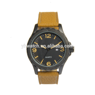 Men's Ancher Watch With Brown Leather Strap And Black Dial